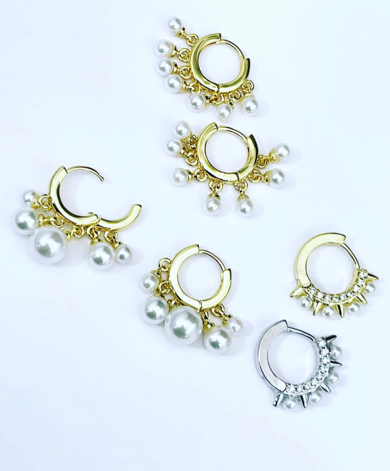 Gold plated Hoop Earrings with hanging pearls