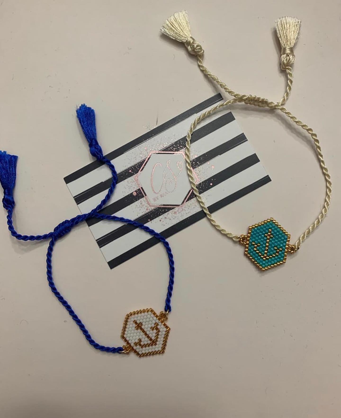 Anchor Miyuki on Adjustable String Bracelet/Anklet
