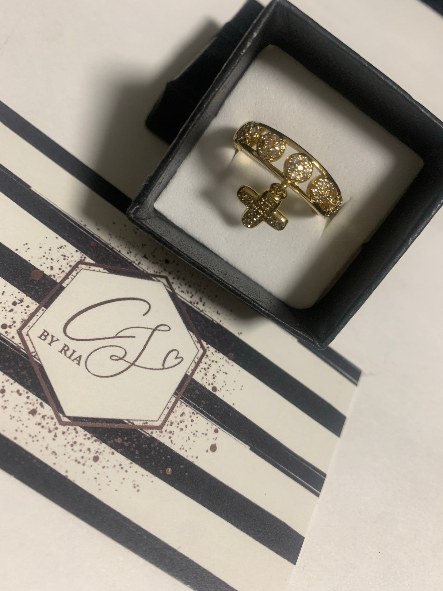 Adjustable Gold Cross Rings