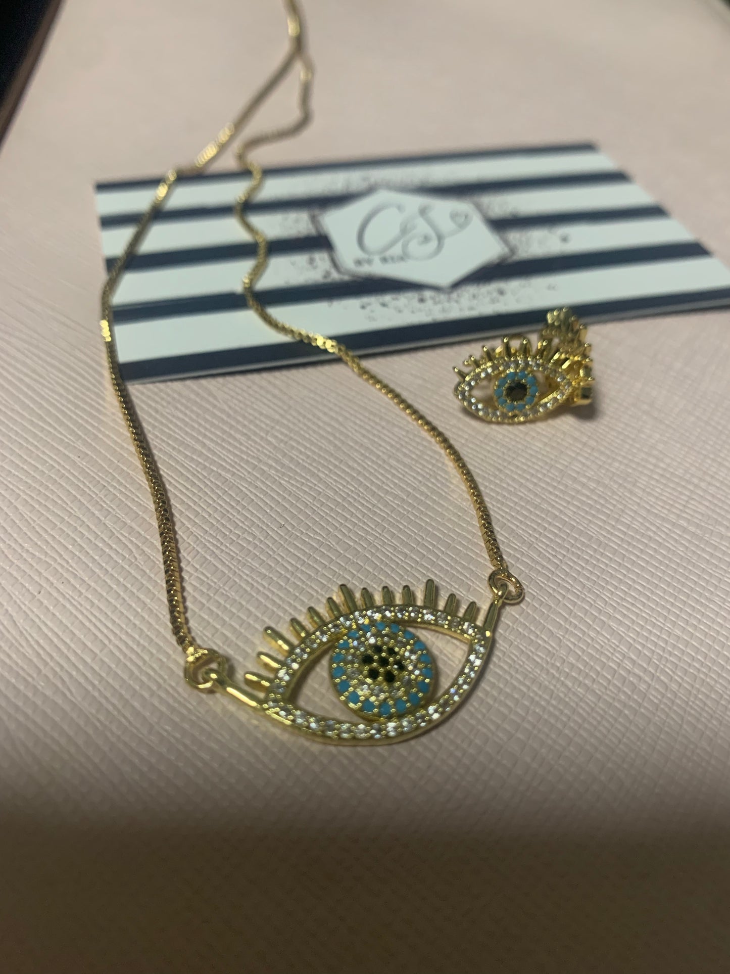 Turquoise Evil Eye Necklace and Earring Set