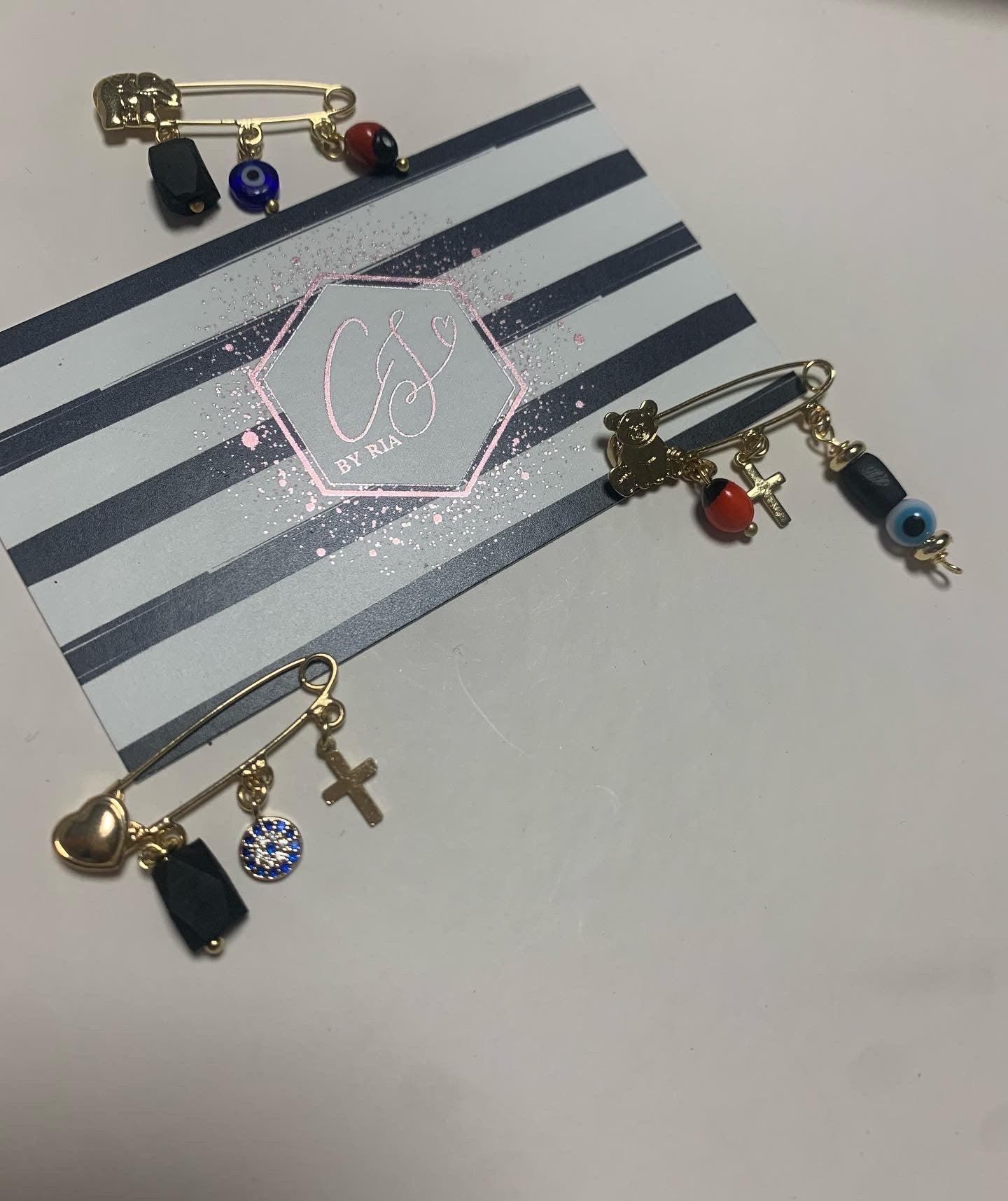 Baby stroller brooch/ Azabache pins