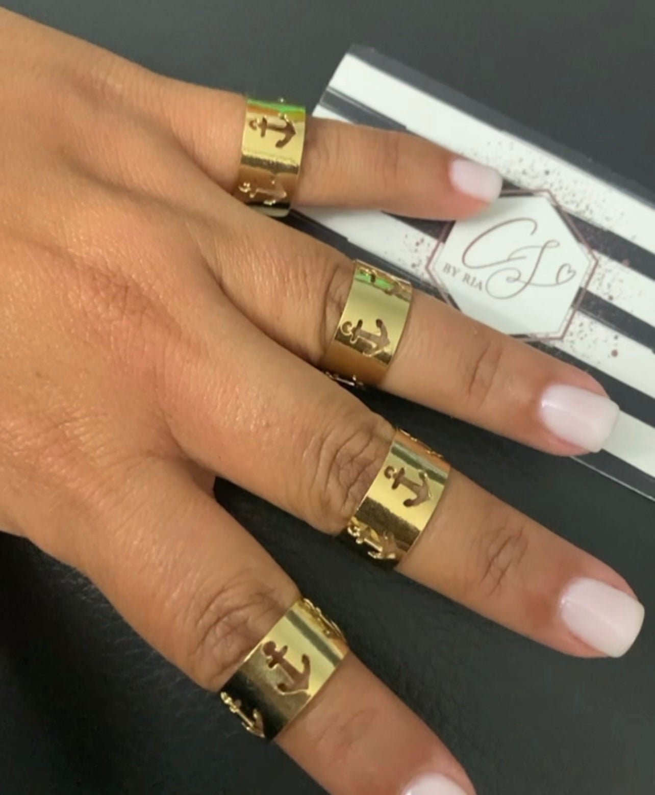 Adjustable Anchor Gold Band Ring