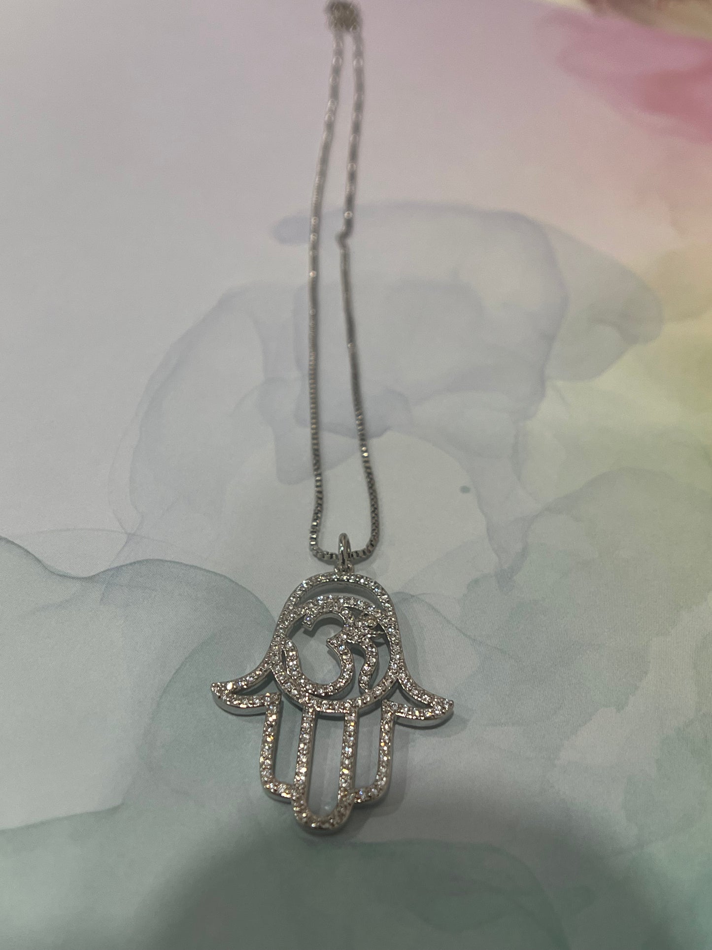 Hamsa OM Silver Necklace