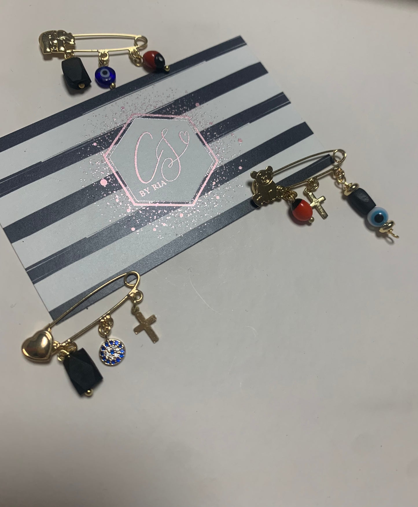 Baby stroller brooch/ Azabache pins