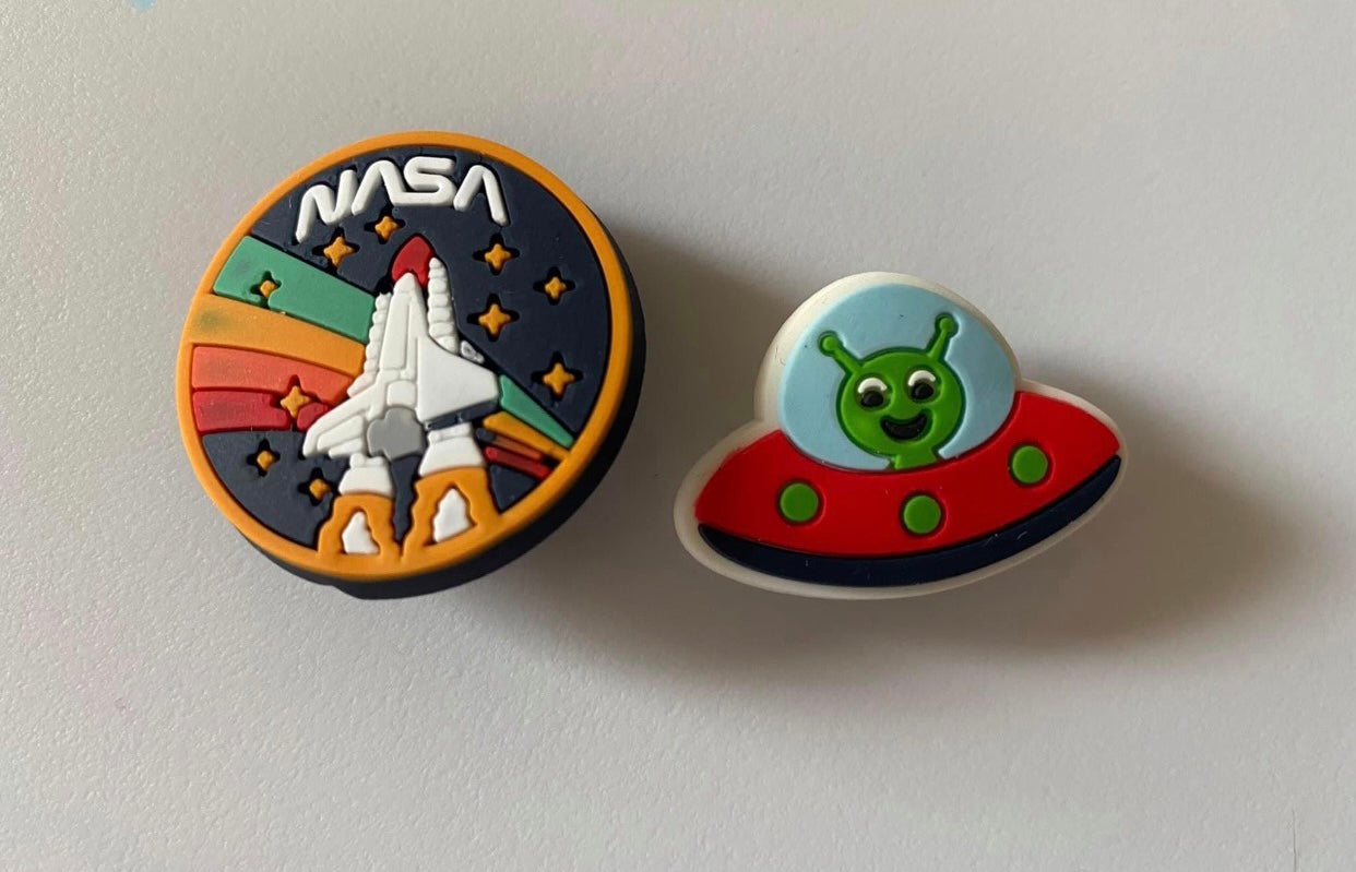 NASA and Alien Spaceship Shoe Charm