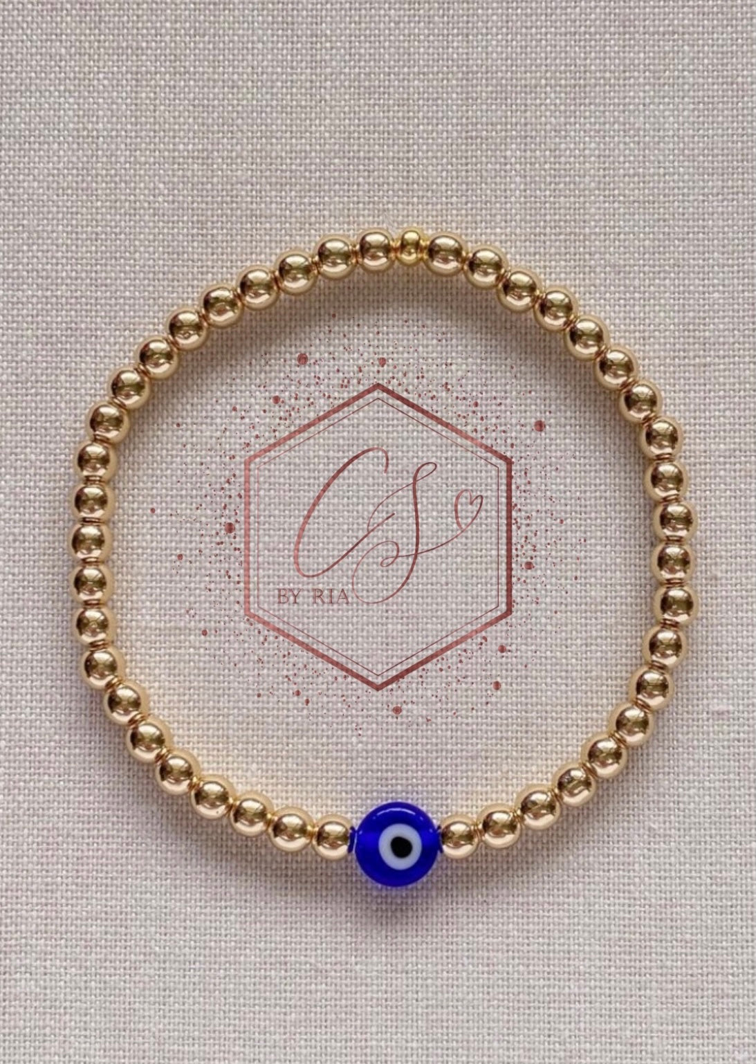 Blue Evil Eye on Gold Bracelet