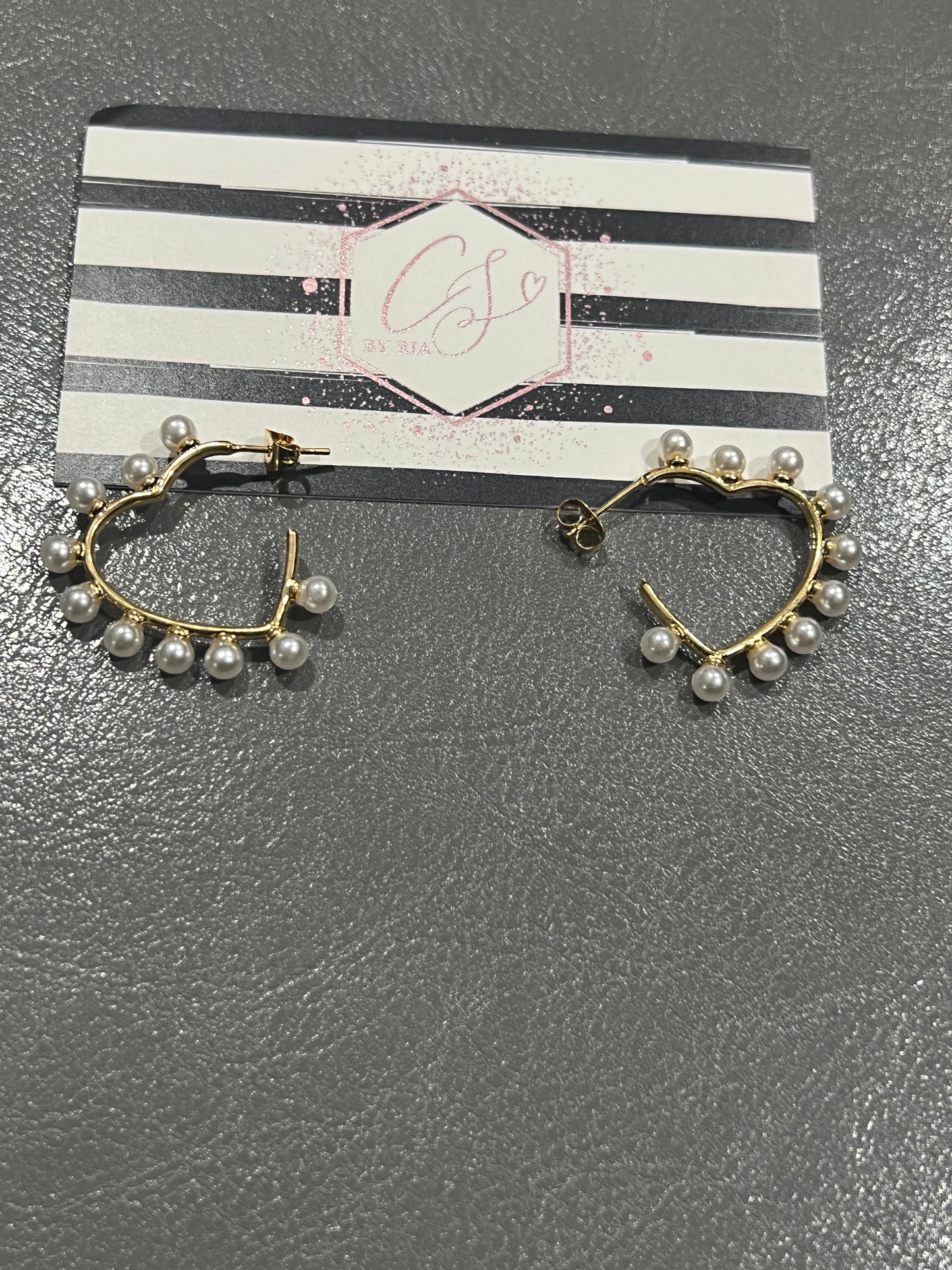 Heart Hoop Pearl Earrings