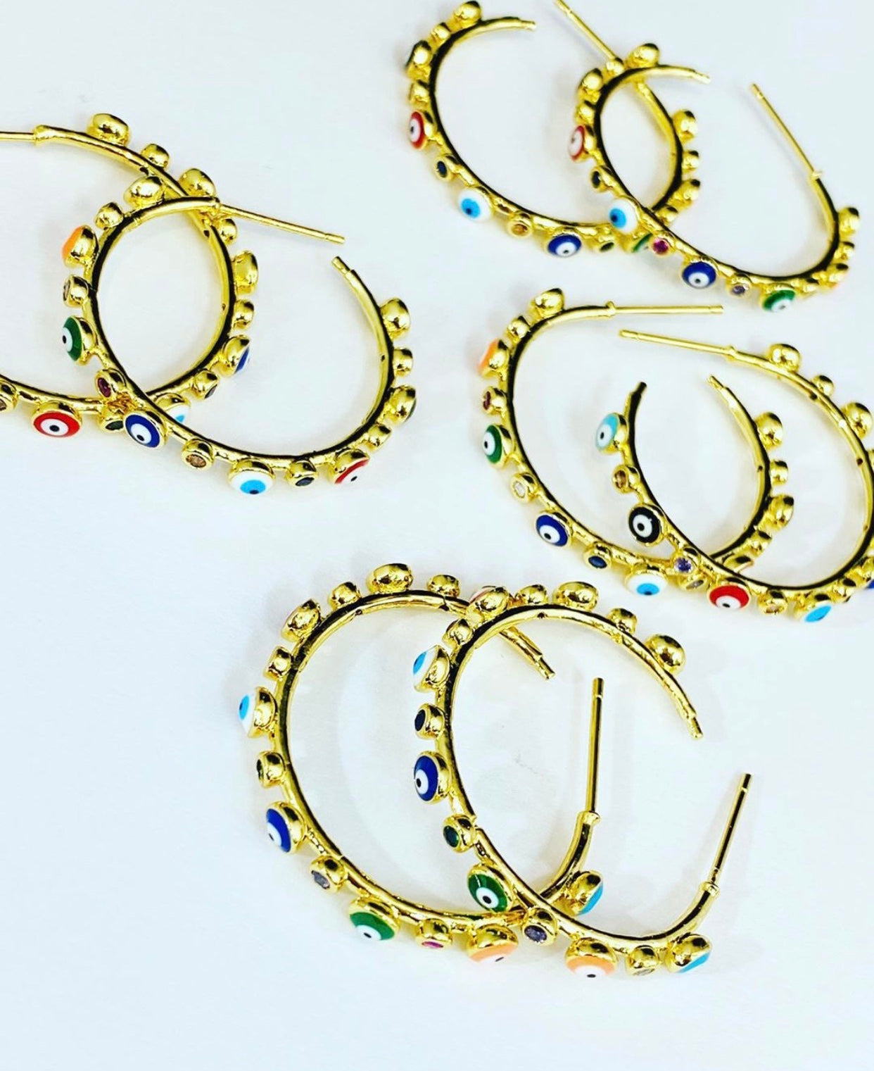 Colorful Evil Eye Hoop Earrings