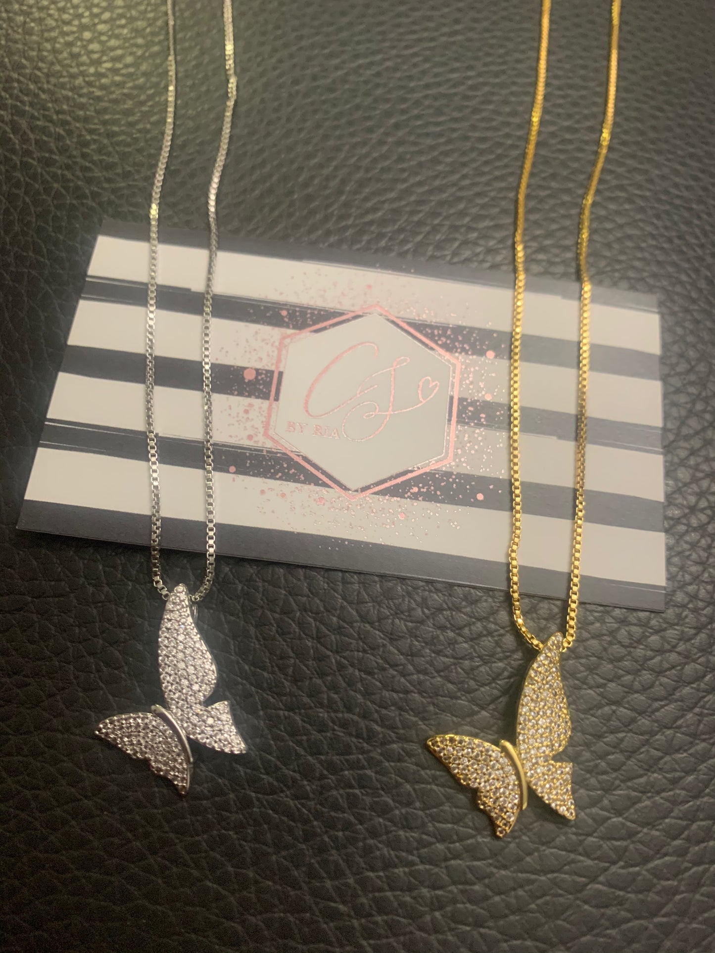 Rhinestone Butterfly Necklace
