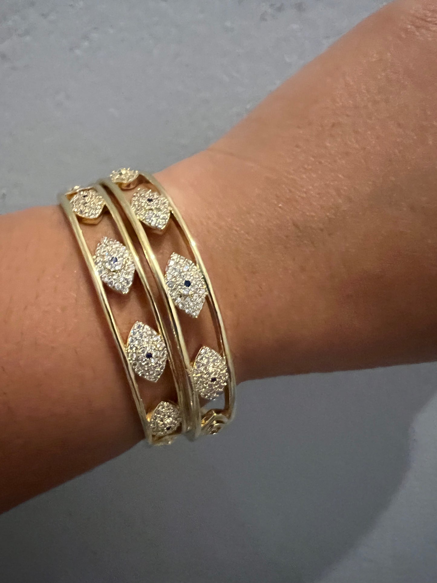 Rhinestone Evil Eye Gold Bangle
