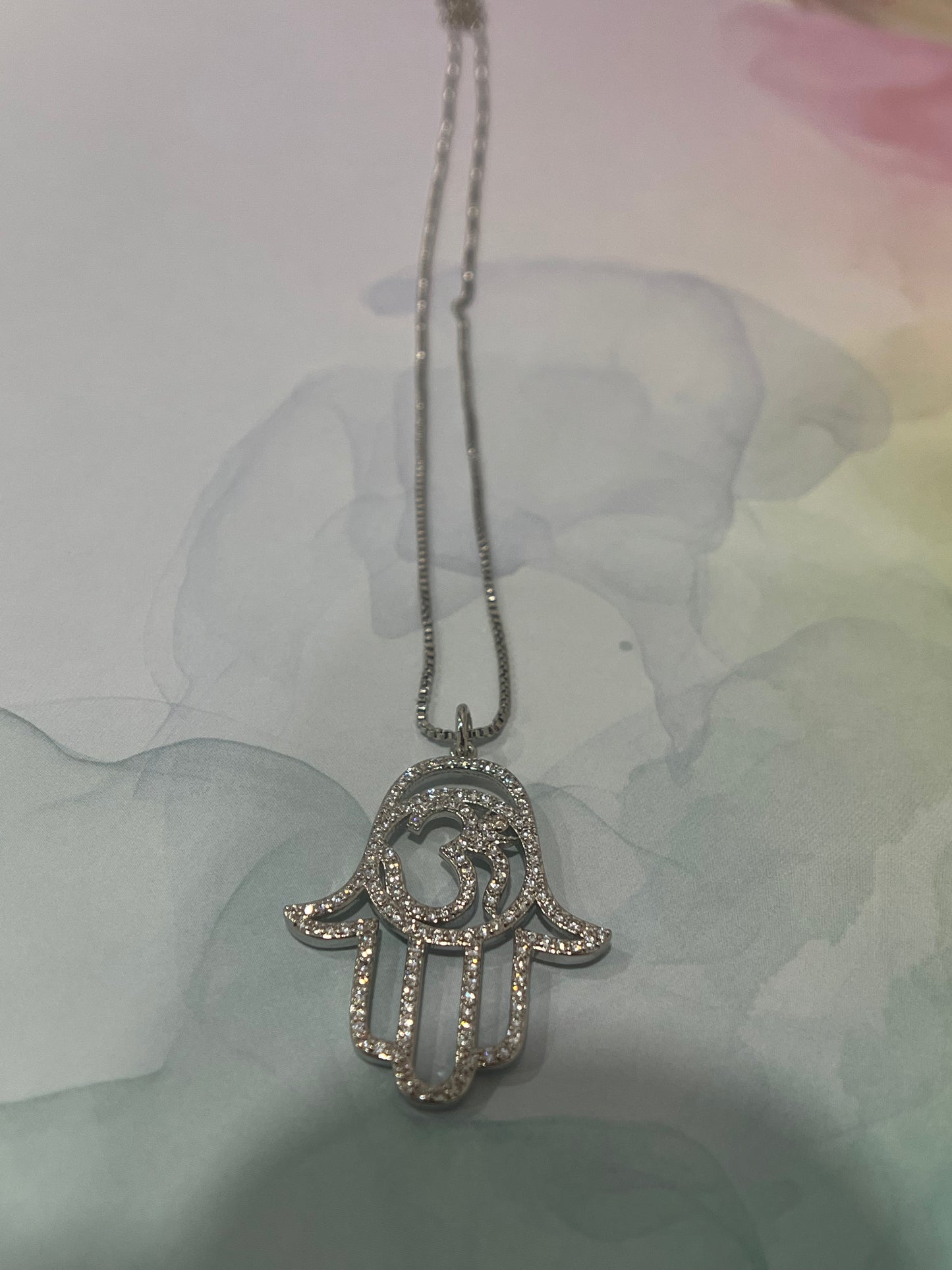 Hamsa OM Silver Necklace