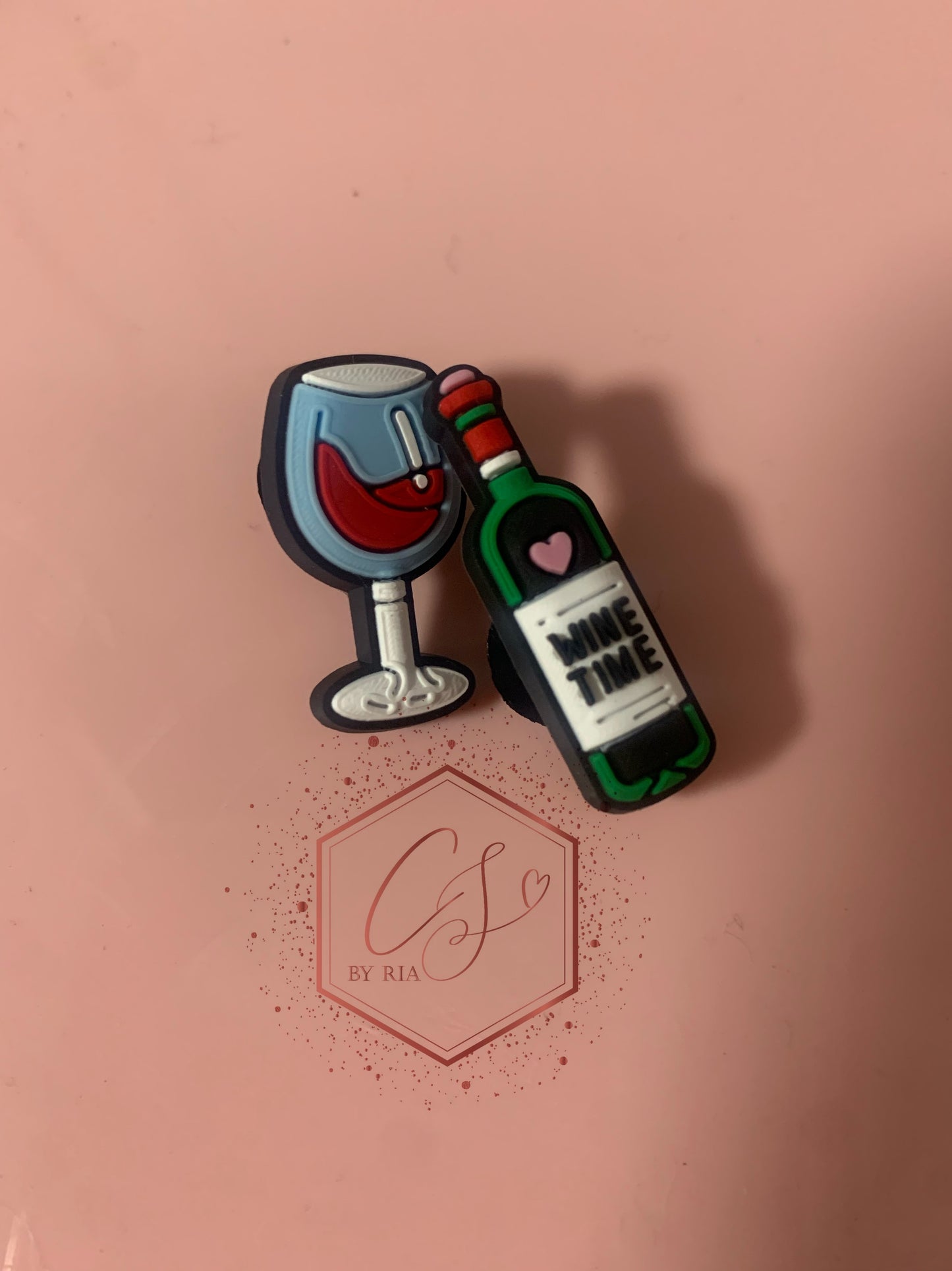Wine bottle and Wine Glass Croc Charm