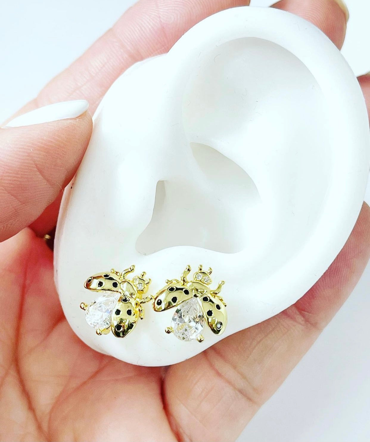 Ladybug Rhinestone Earrings