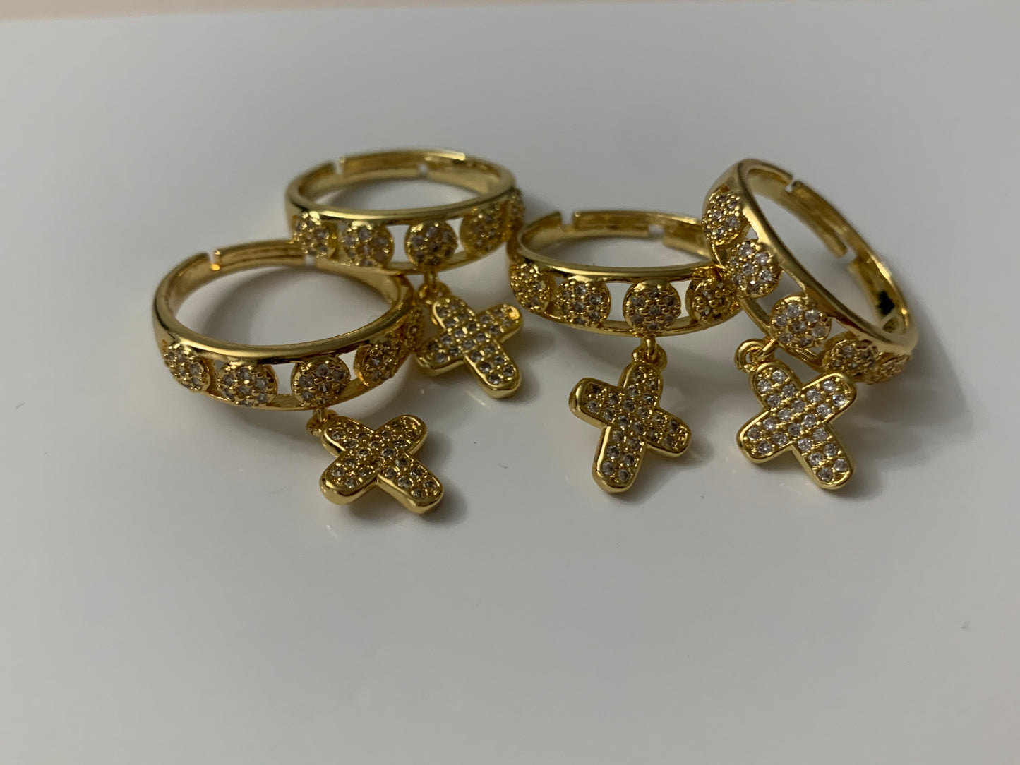 Adjustable Gold Cross Rings