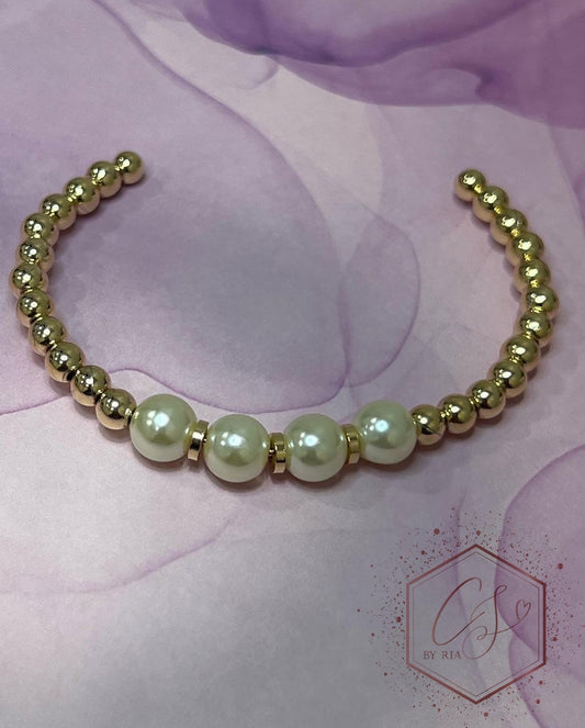 Gold Cuff Bracelet with pearls