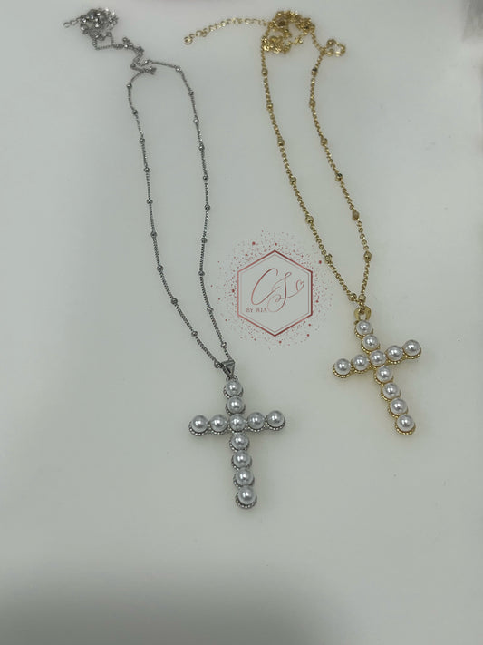 Pearled Cross Necklace